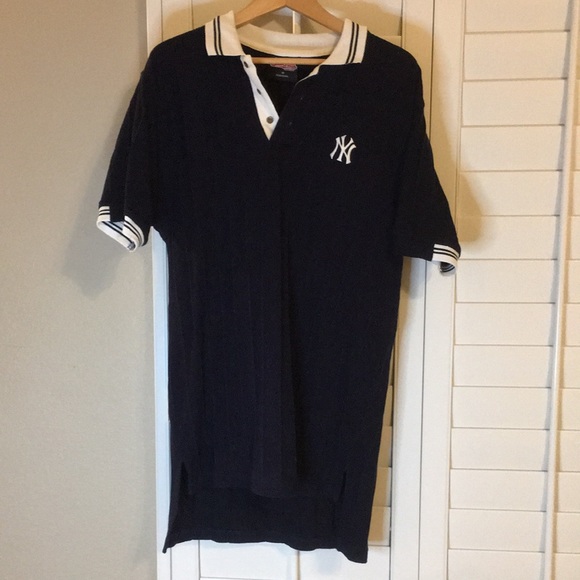 NY Yankees Polo navy blue shirt size Medium Stitches brand - Picture 6 of 17